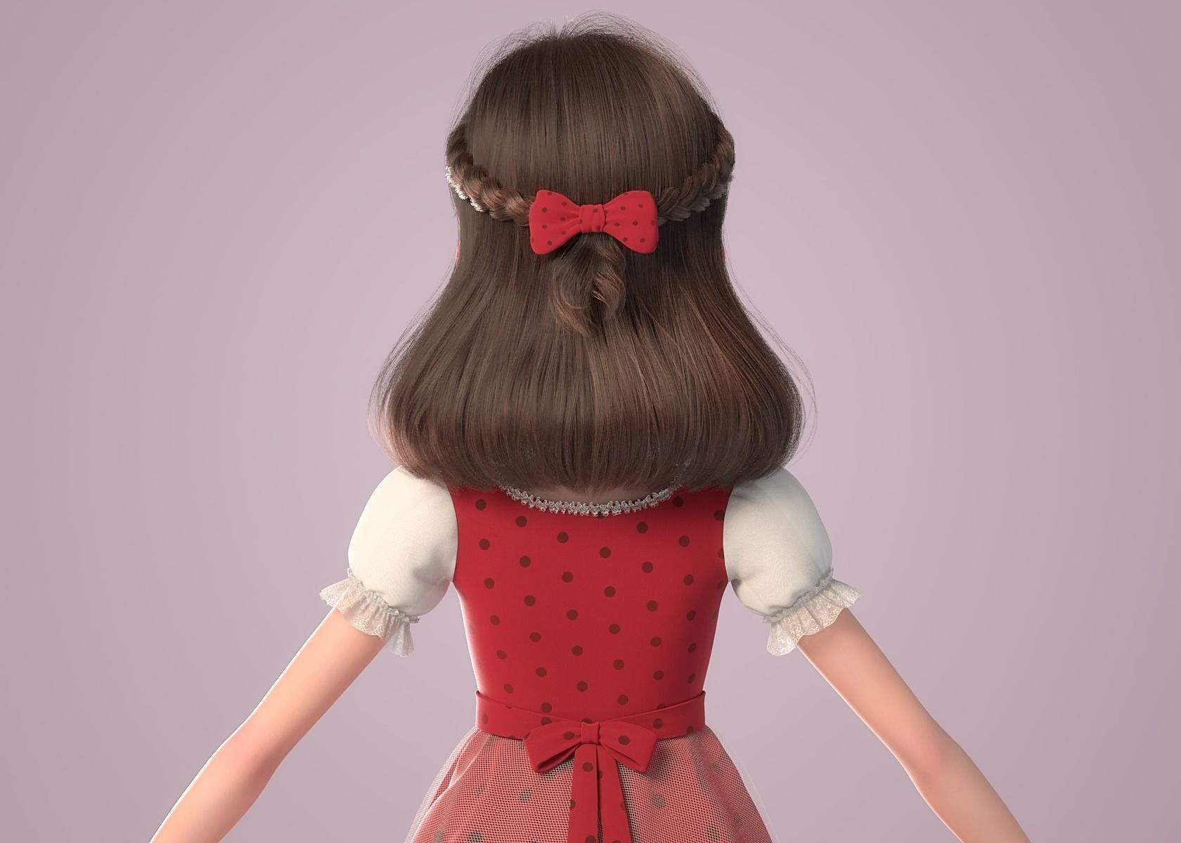 Cartoon Girl NoRig 3D model_5