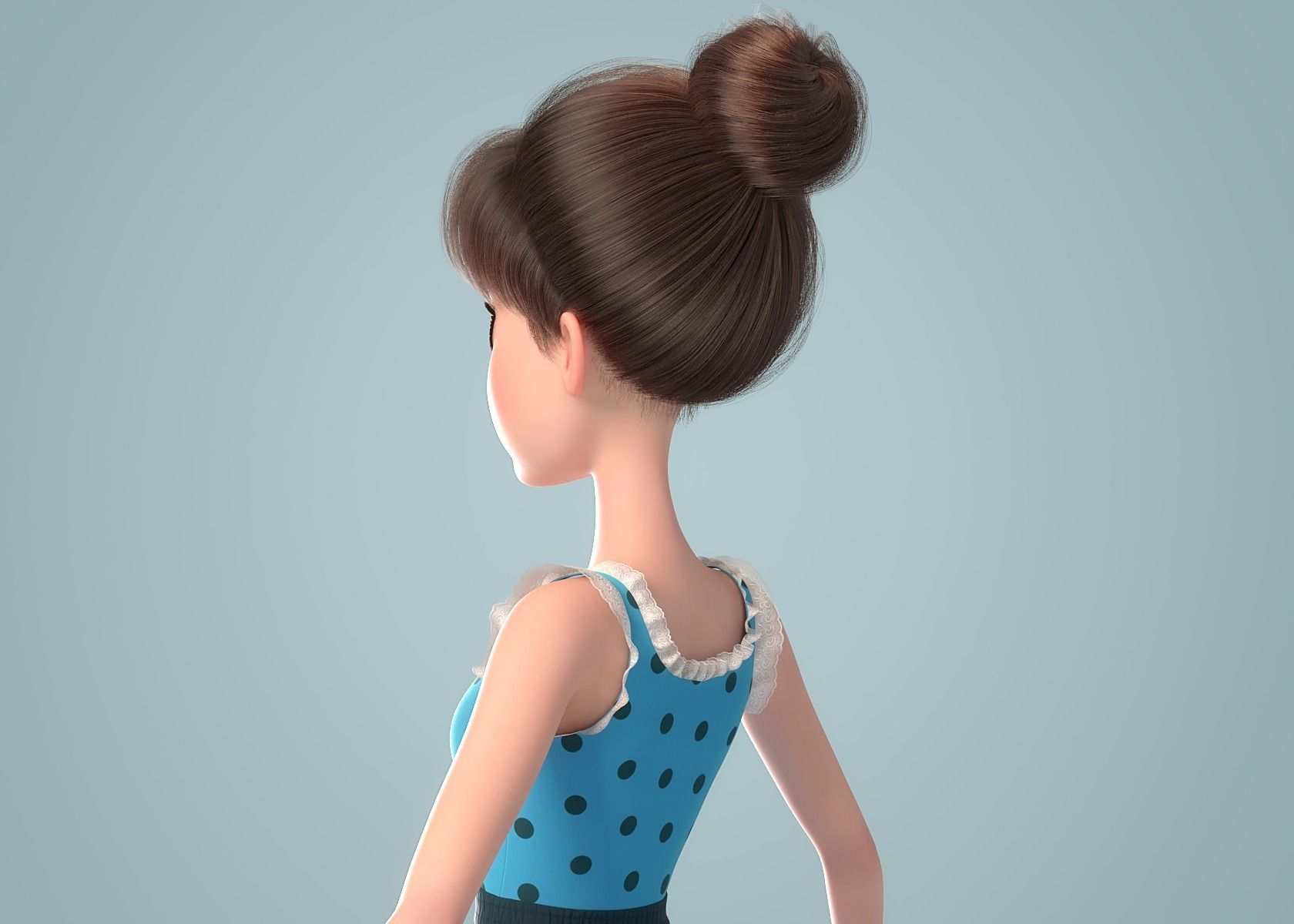 Cartoon Girl NoRig 3D model_11