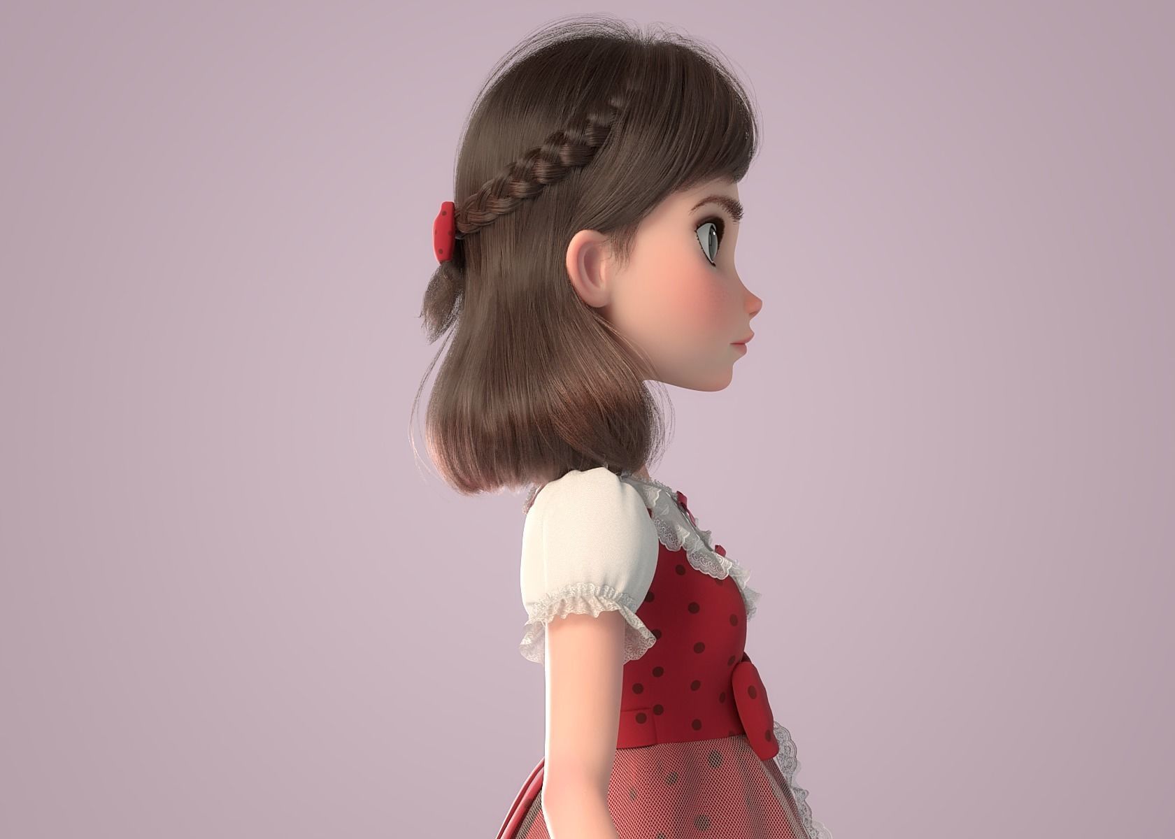 Cartoon Girl NoRig 3D model_6