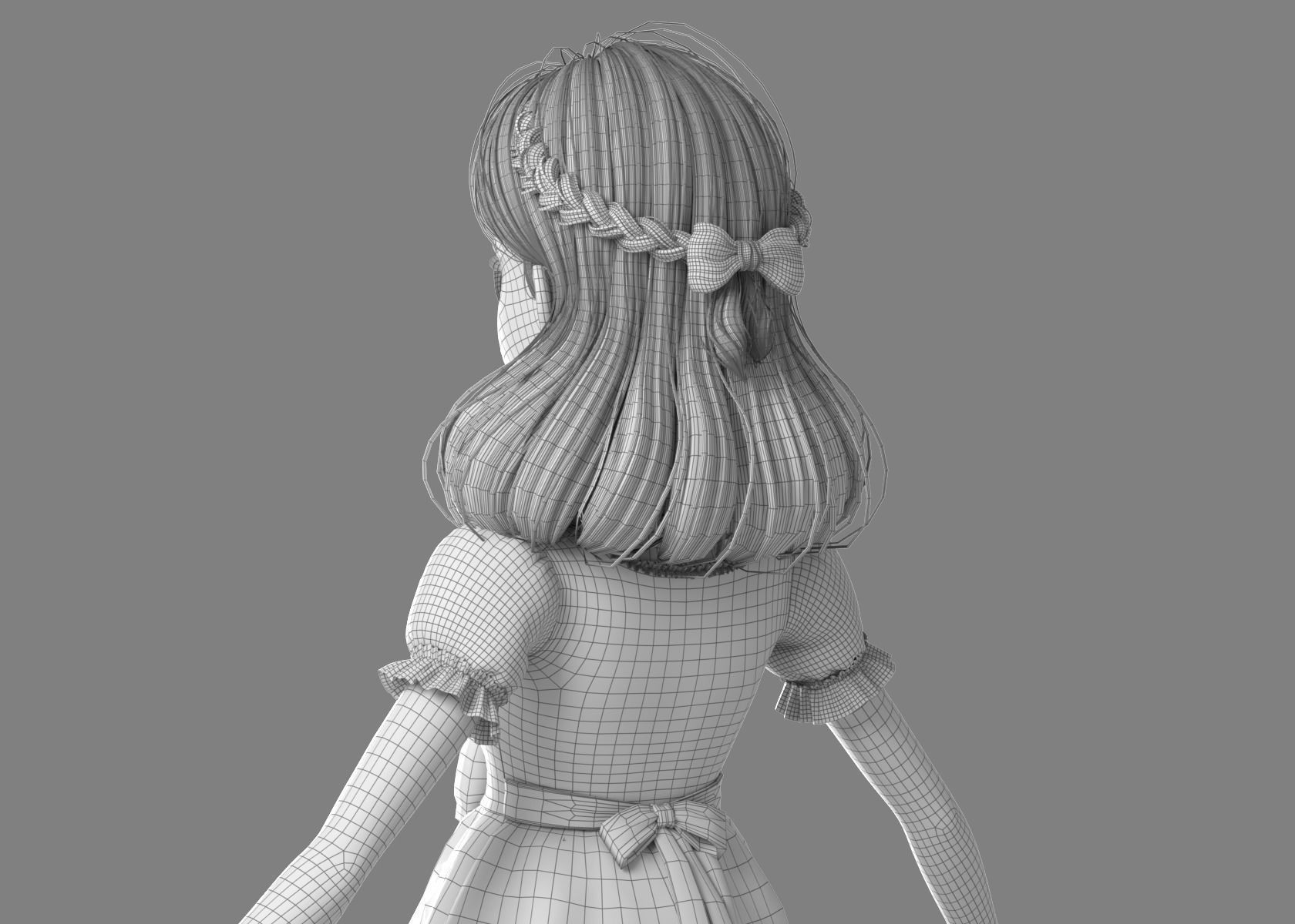 Cartoon Girl NoRig 3D model_49