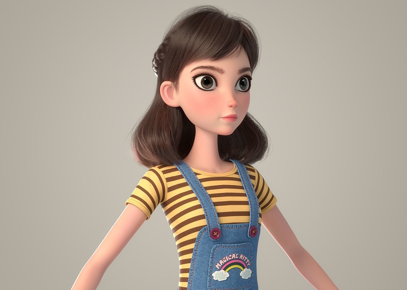 Cartoon Girl NoRig 3D model_22