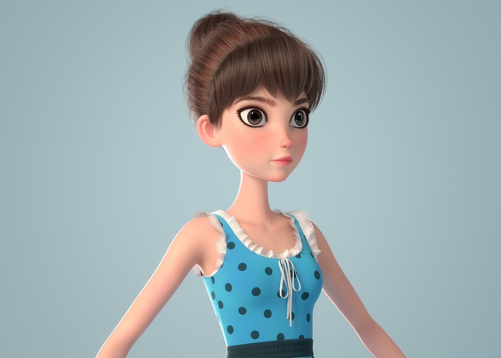 Cartoon Girl NoRig 3D model_14