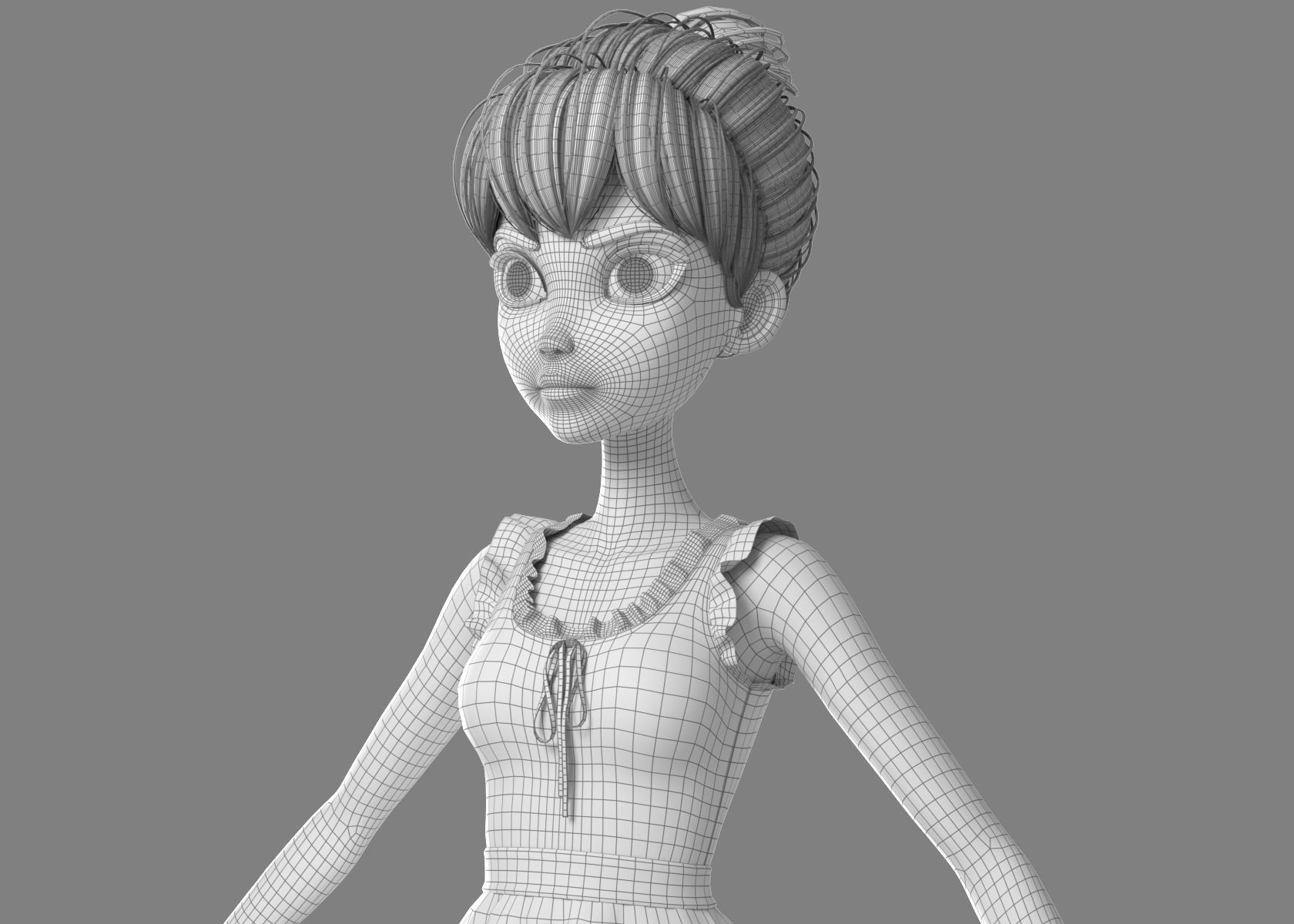 Cartoon Girl NoRig 3D model_57