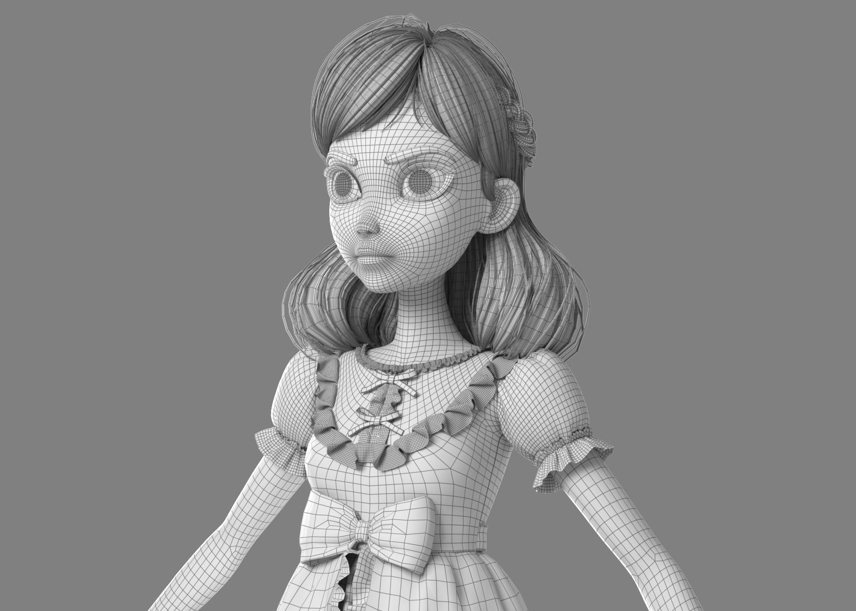 Cartoon Girl NoRig 3D model_48