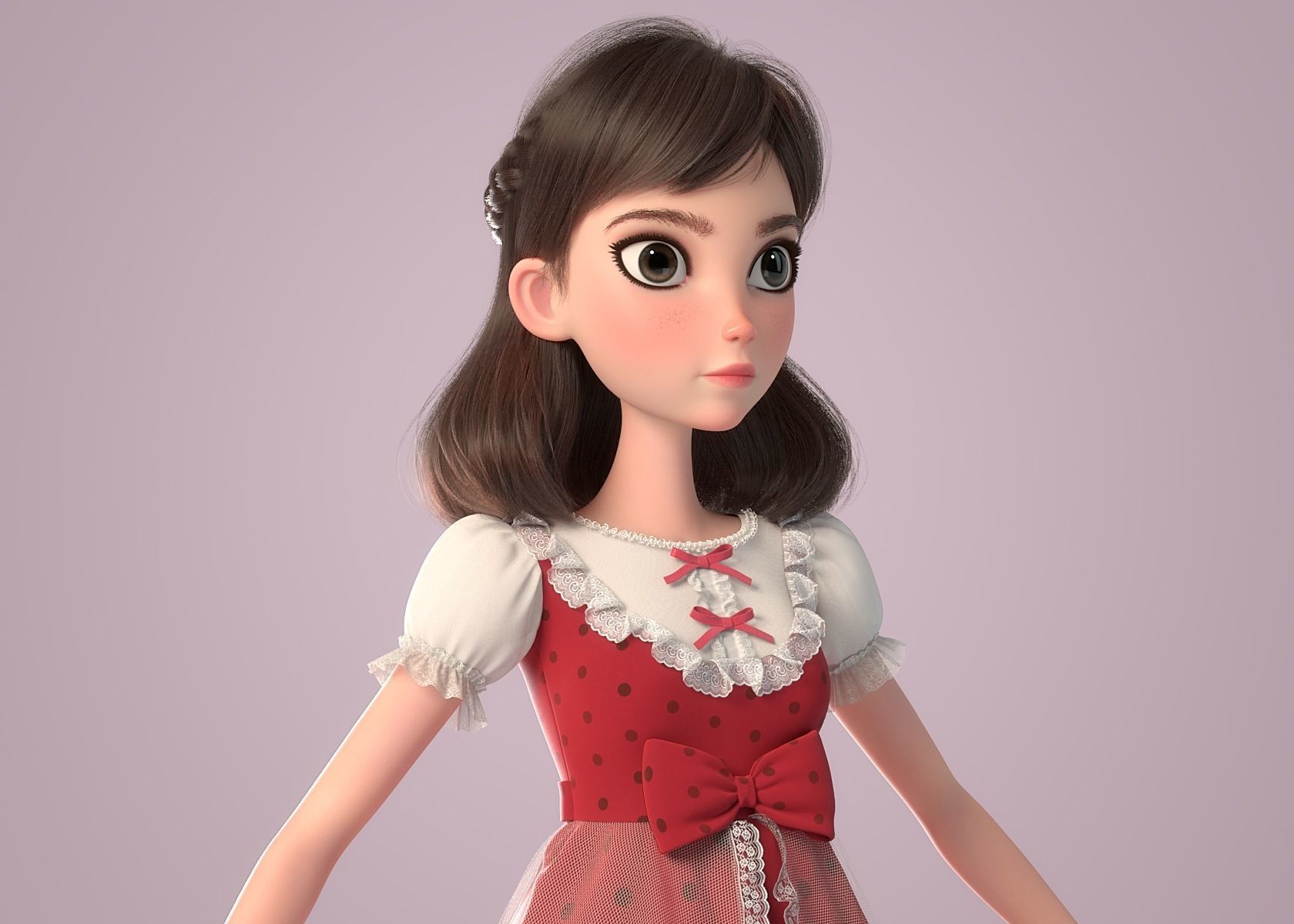 Cartoon Girl NoRig 3D model_7