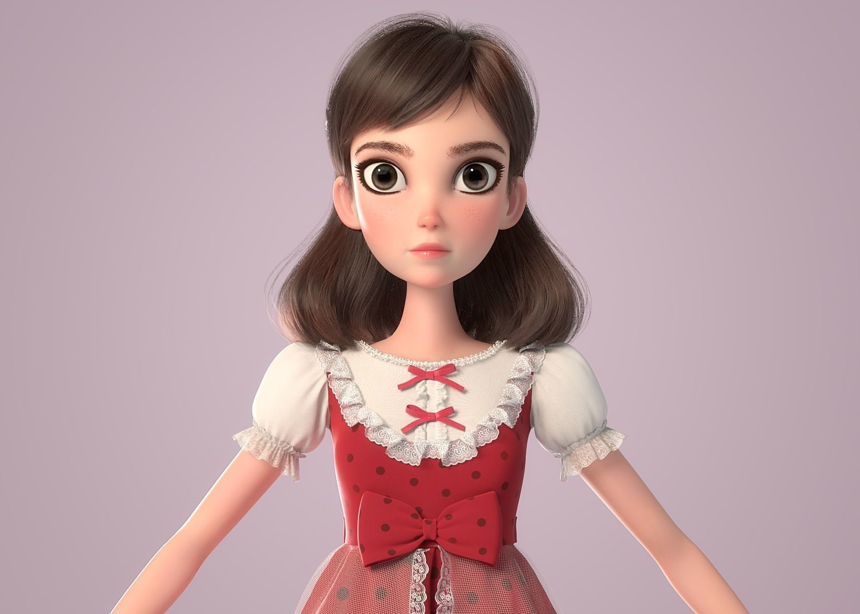 Cartoon Girl NoRig 3D model_2