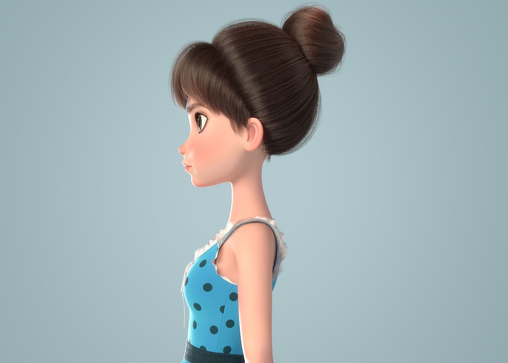 Cartoon Girl NoRig 3D model_17