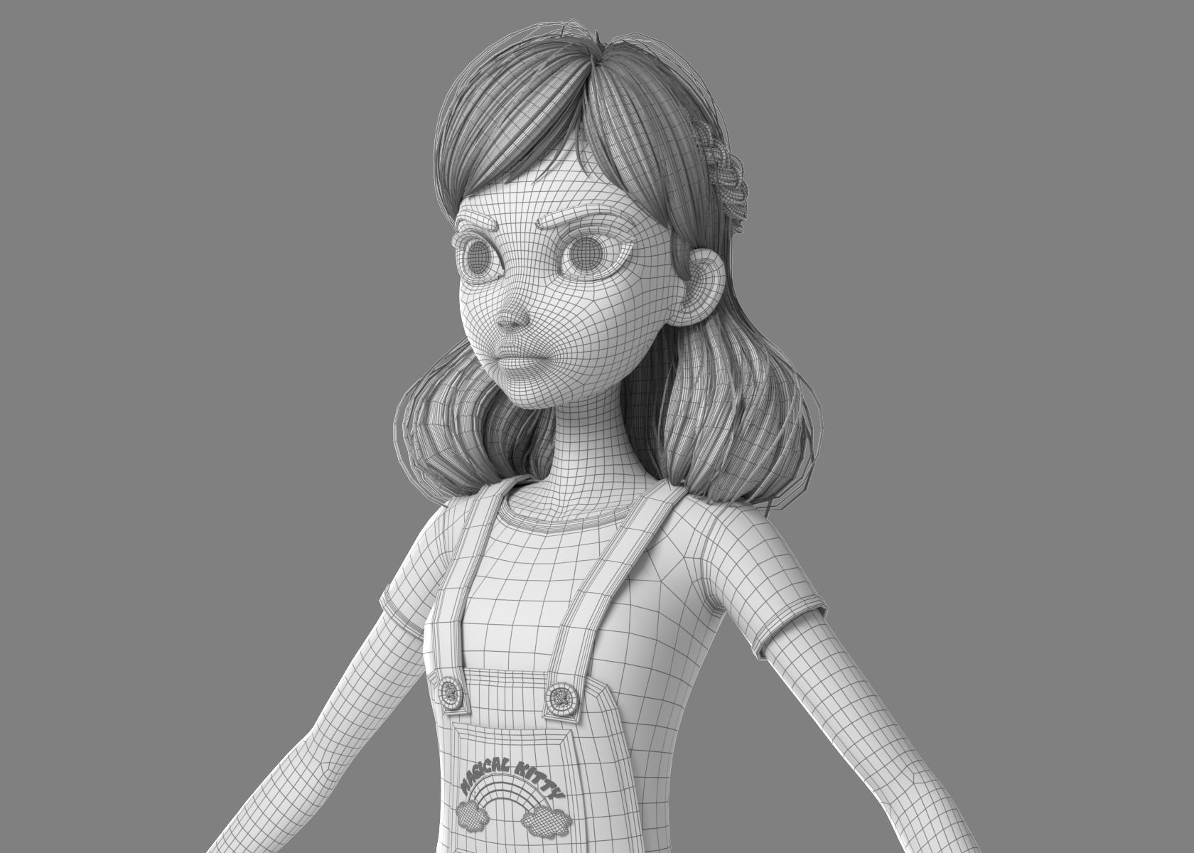 Cartoon Girl NoRig 3D model_51