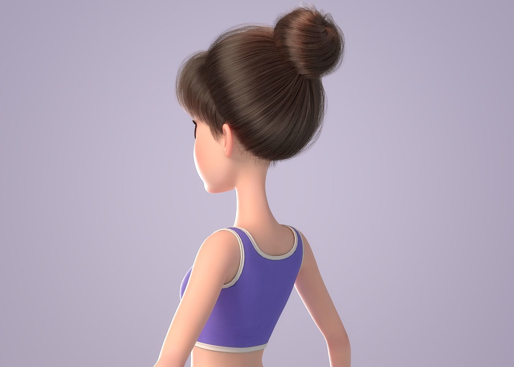 Cartoon Girl NoRig 3D model_37