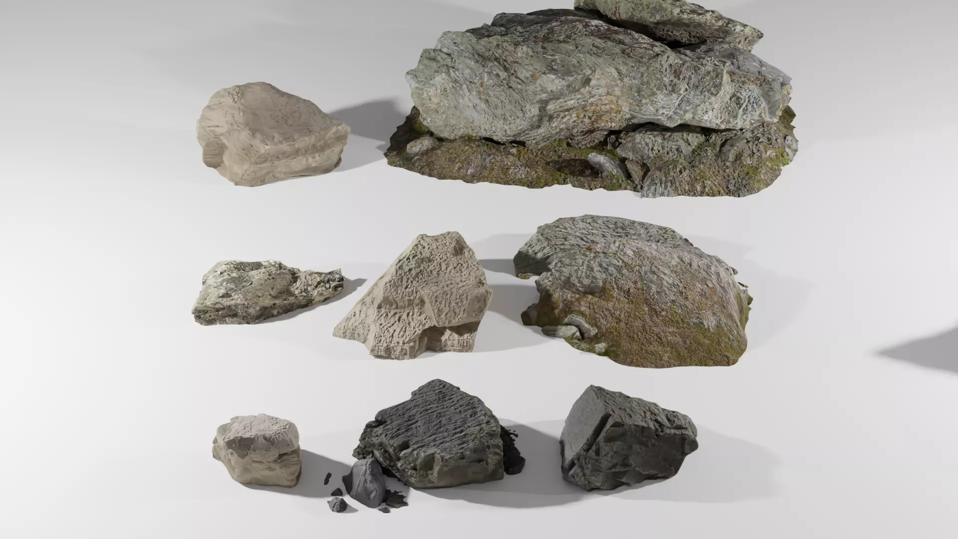 Rock Pack V1 - 11 Unique Rocks small to big 3D model