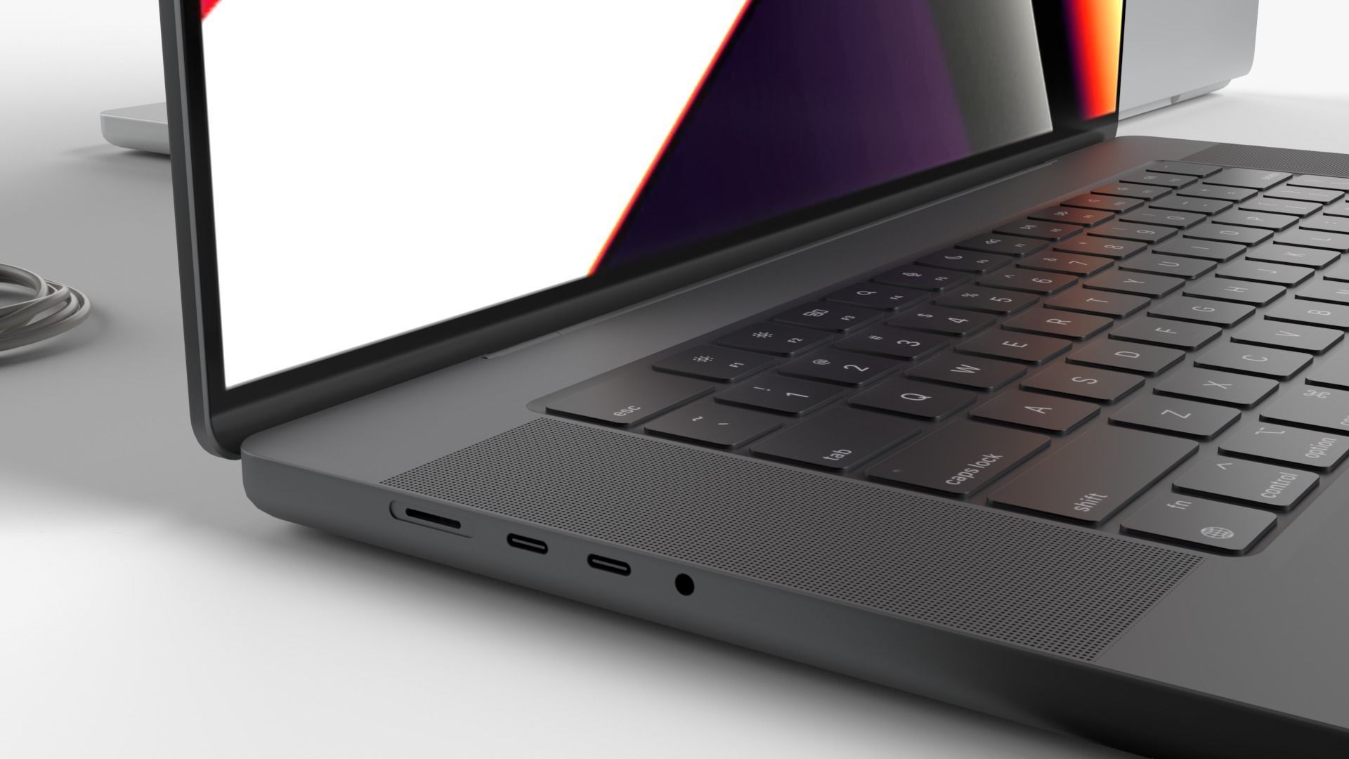 MacBook Pro 2022 with Power Adapter and Cable 3D model_4