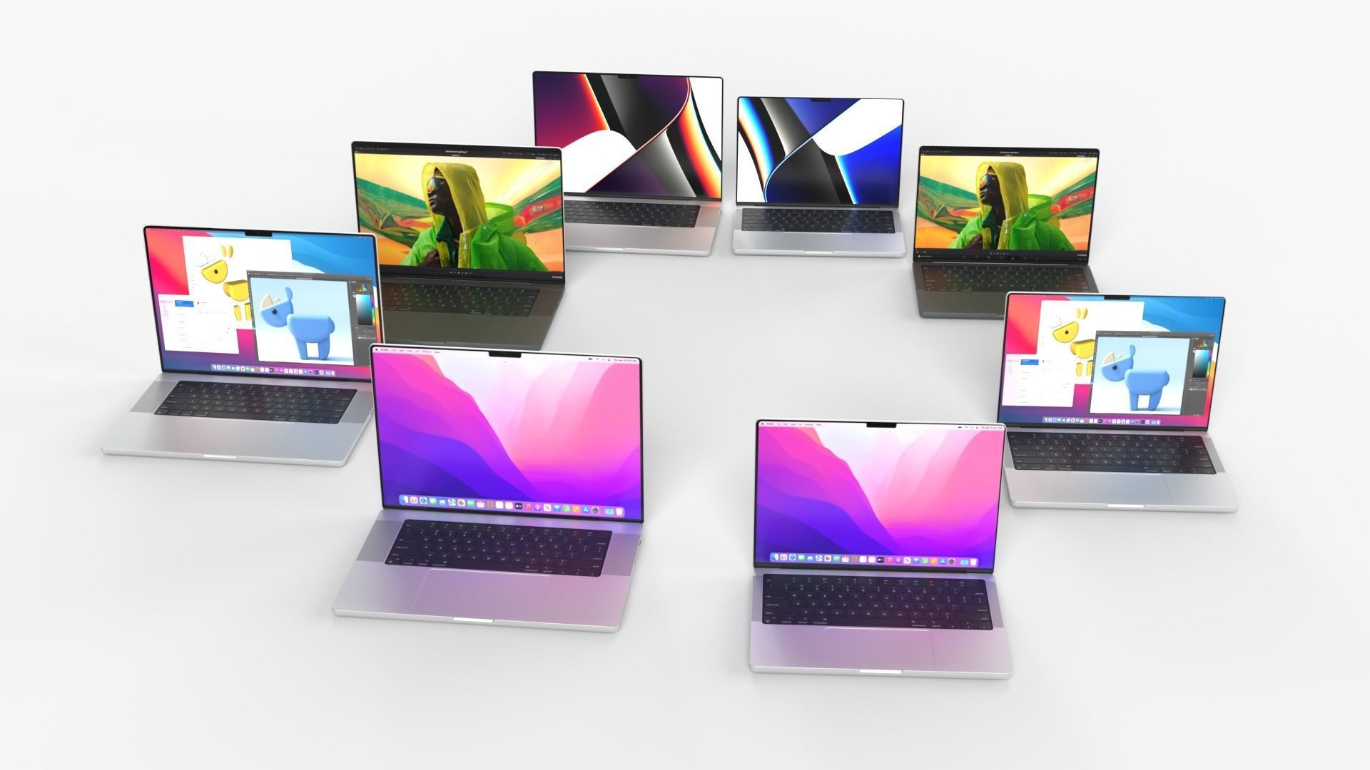 MacBook Pro 2022 with Power Adapter and Cable 3D model_11