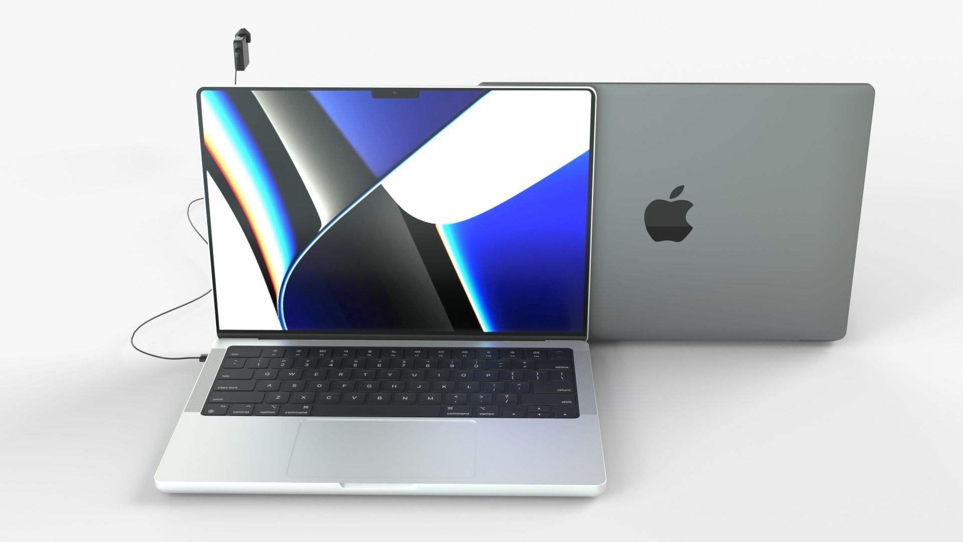 MacBook Pro 2022 with Power Adapter and Cable 3D model_1