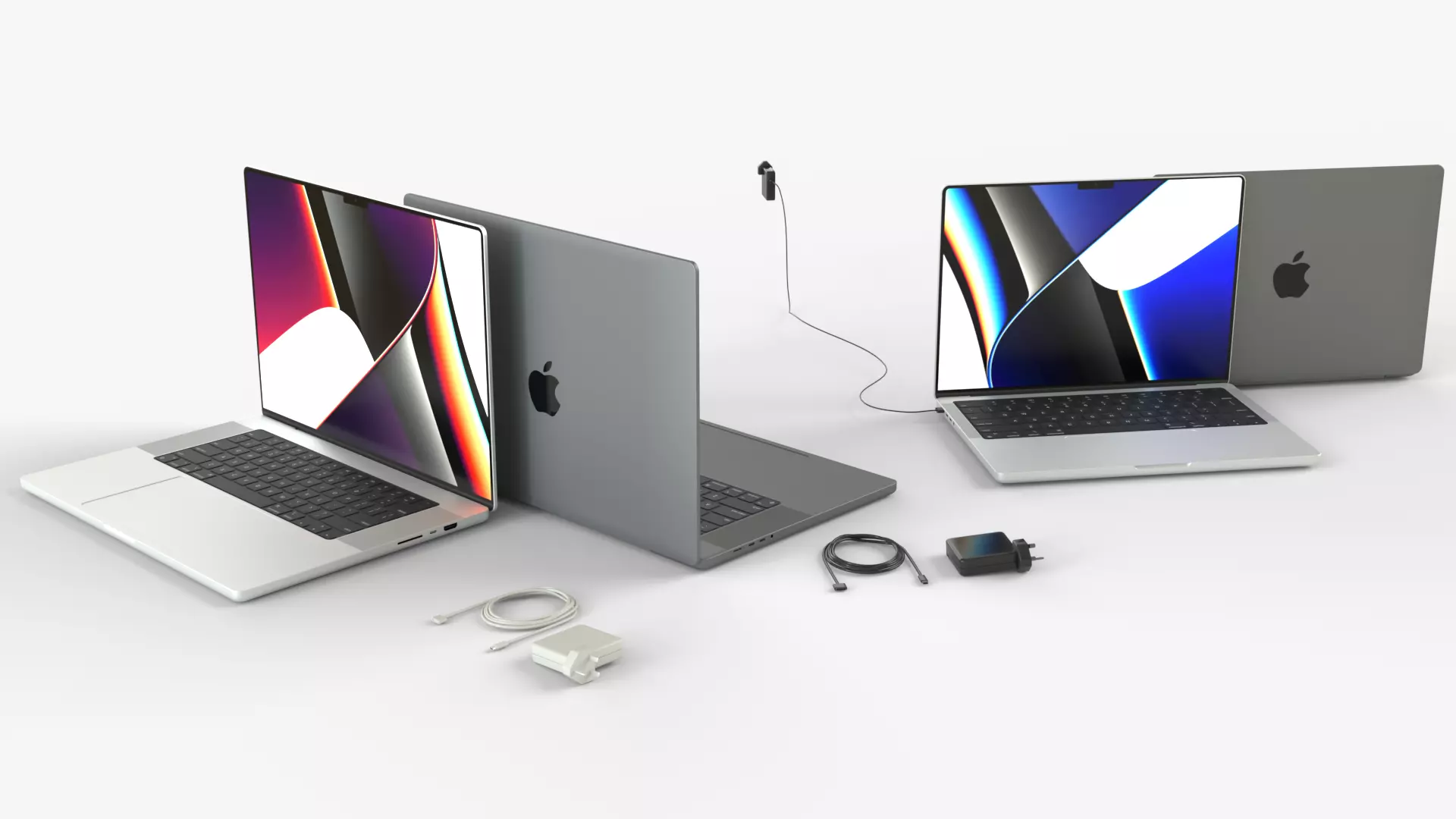 MacBook Pro 2022 with Power Adapter and Cable 3D model_0