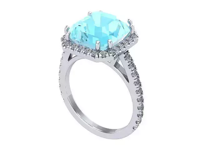 Aquamarine Asscher Cut Diamond Ring