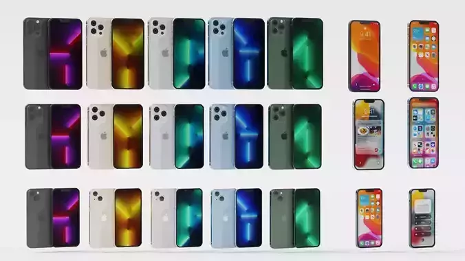 iphone 13 mobile All versions phone high-quality all colors 3D model