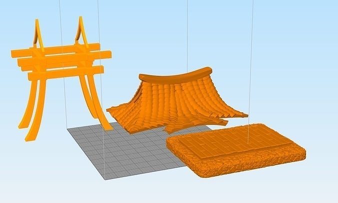 ShintoShrine japanese hanging lamp and other objects 3D print model