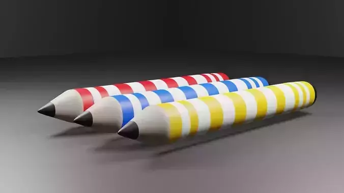 Low Poly Pencil 3D Model  - Games ready