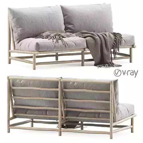 Rock the Kasbah wooden loveseat - vray version