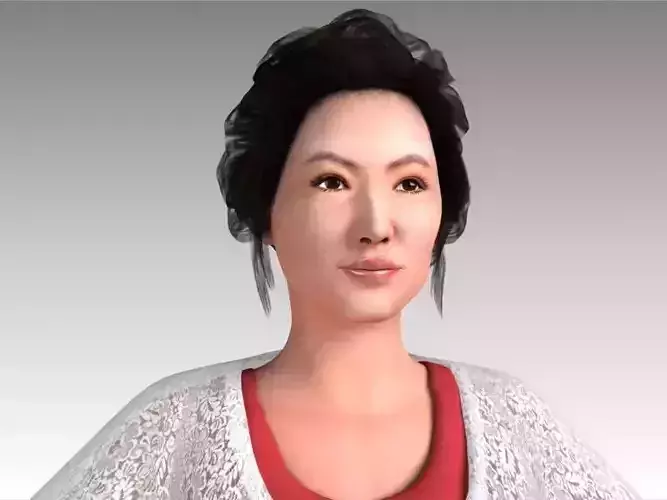 Asian Woman with Blendshape Low-poly 3D model