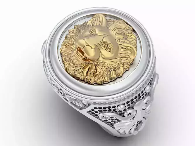 Lion man ring  gold  jewelry printable 3D model
