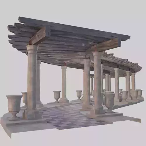 PERGOLA1 pergola with columns and pots