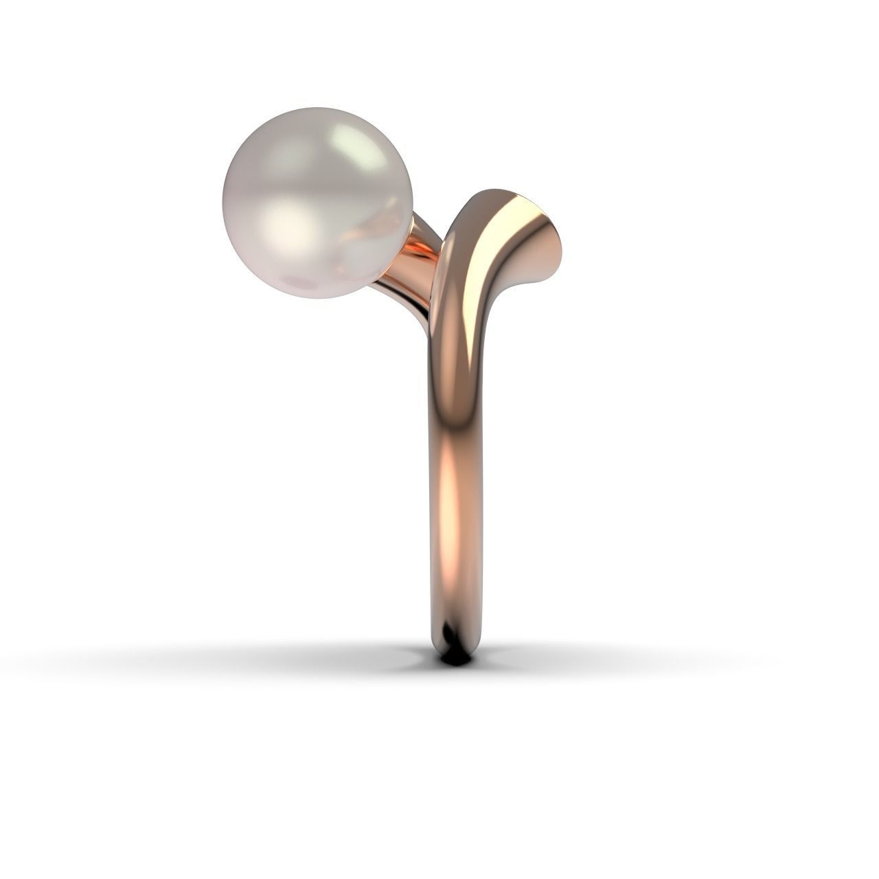 Pearl and Diamond Ring 3D print model_2