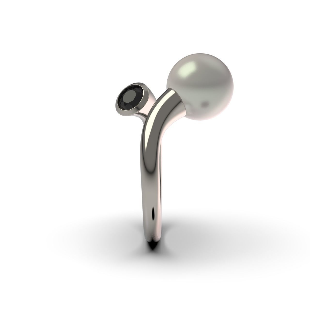 Pearl and Diamond Ring 3D print model_8