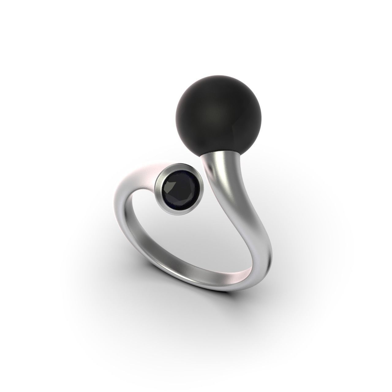 Pearl and Diamond Ring 3D print model_5
