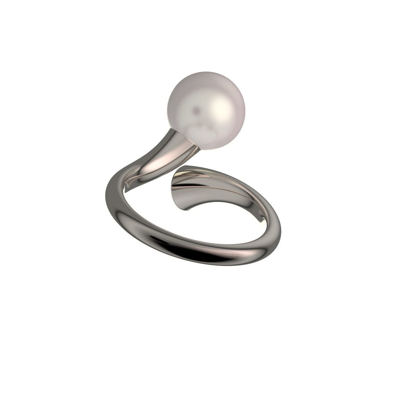 Pearl and Diamond Ring 3D print model_9