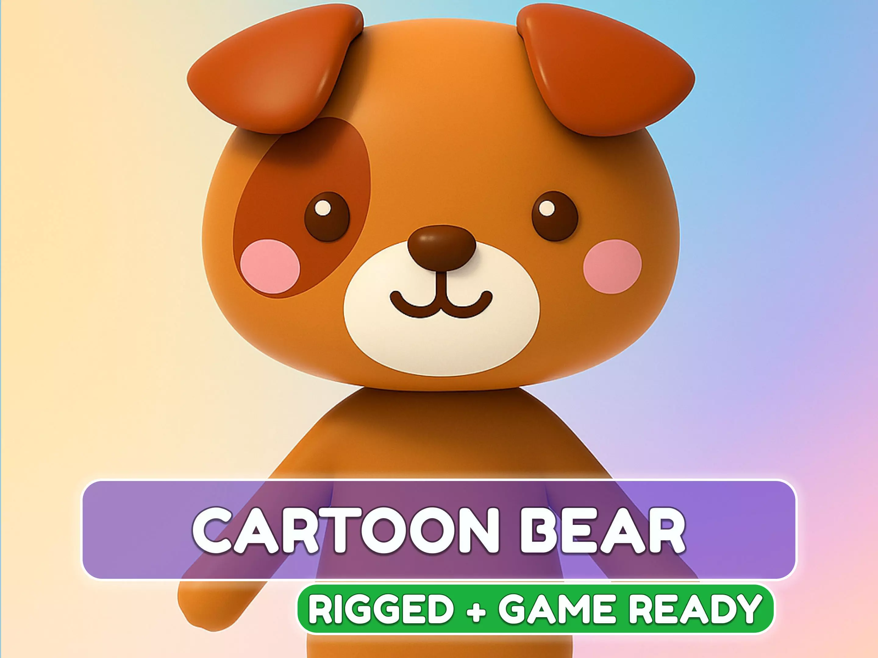 Cartoon Bear Animated  Low-poly 3D model_0