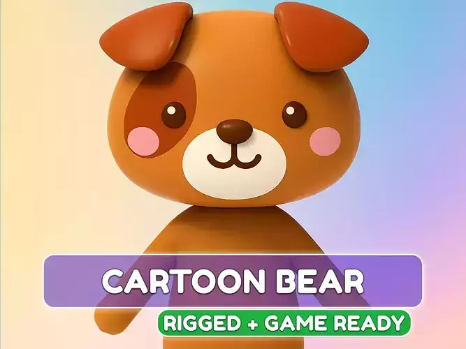 Cartoon Bear Animated  Low-poly 3D model