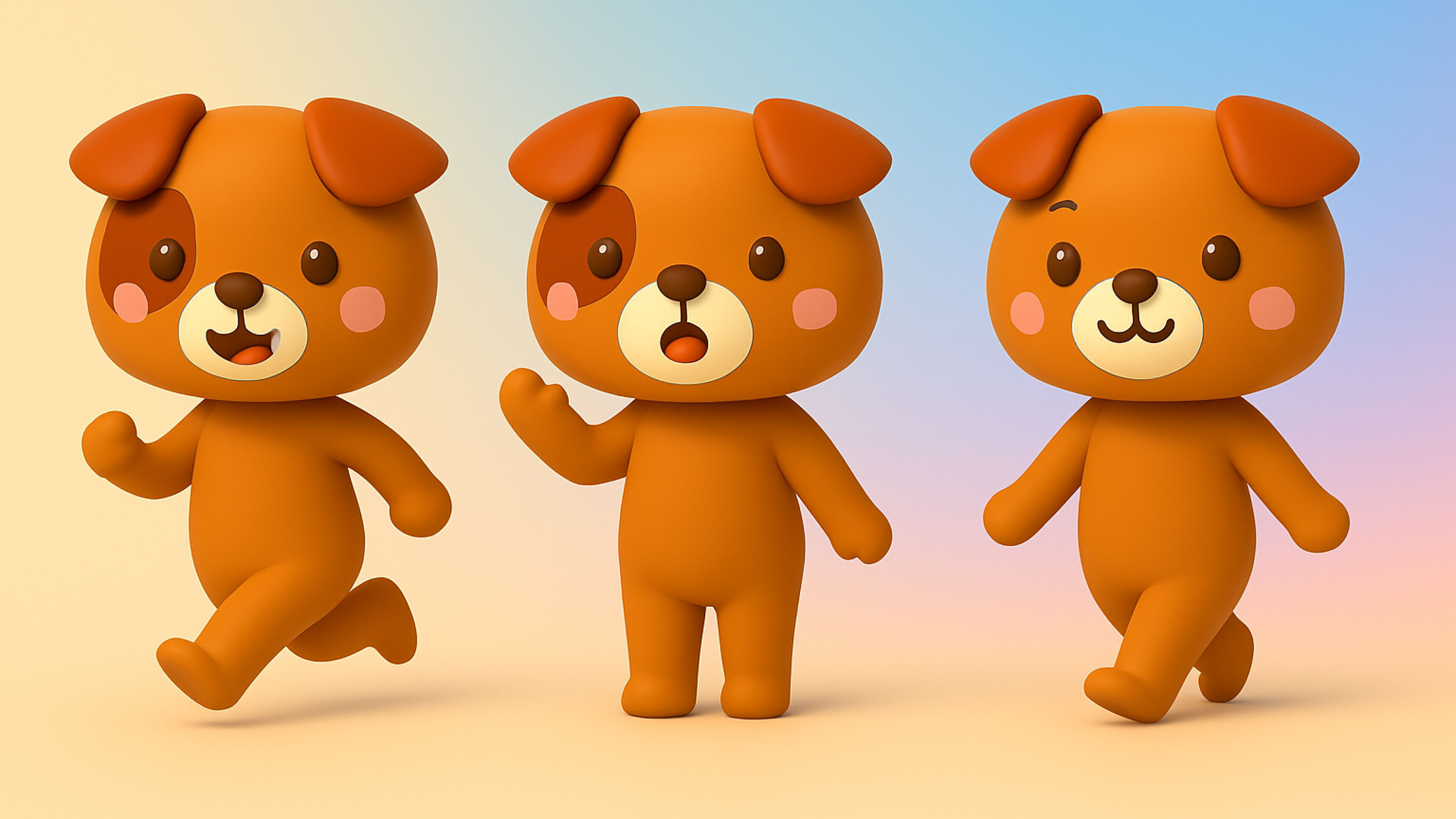 Cartoon Bear Animated  Low-poly 3D model_1