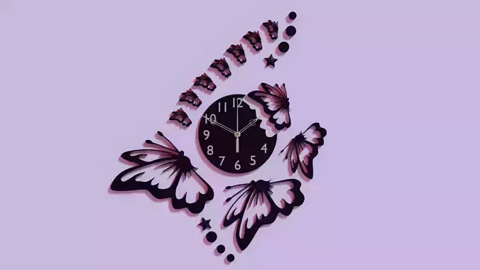 Wall Hanged Clock Decorative 3D model  3D model