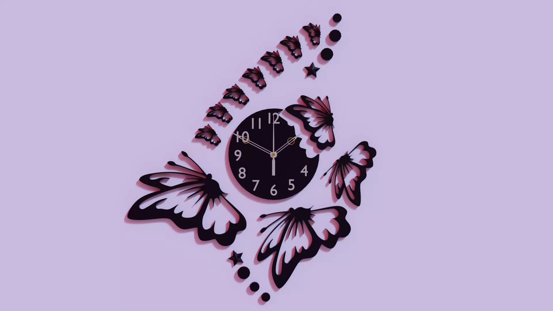 Wall Hanged Clock Decorative 3D model 3D model