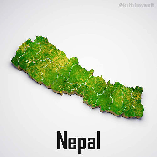 Nepal country map 3d model 3D model