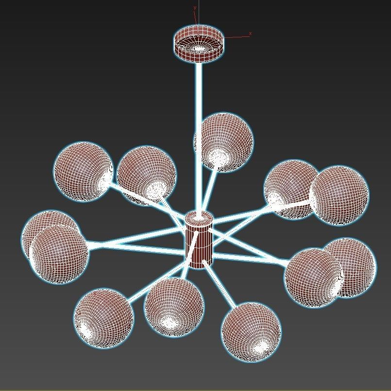 ballslight modern chandelier with balls hanging from ceiling 3D model_2