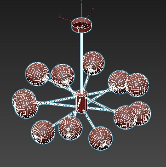 ballslight modern chandelier with balls hanging from ceiling 3D model_5