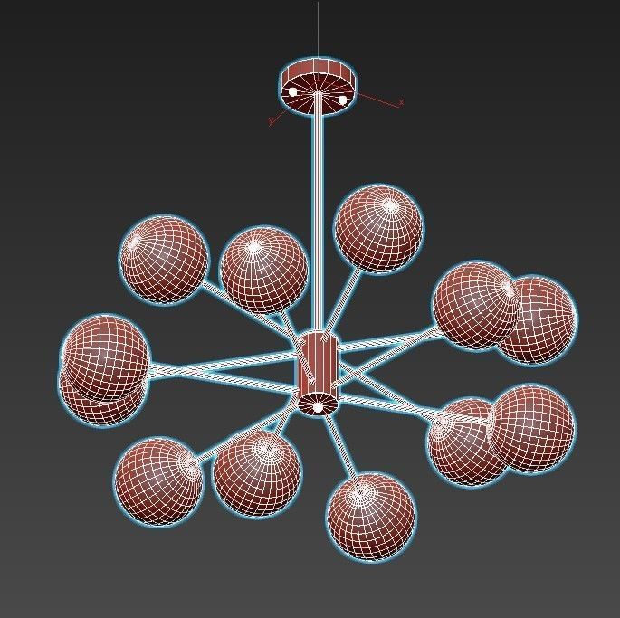 ballslight modern chandelier with balls hanging from ceiling 3D model_6