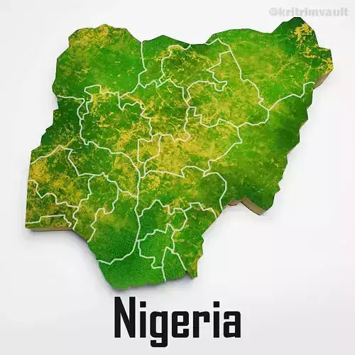 Nigeria country map 3d model