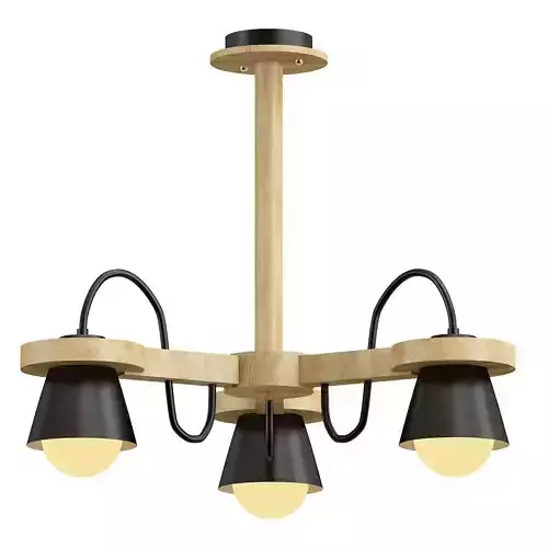 liustra three light chandelier in wood