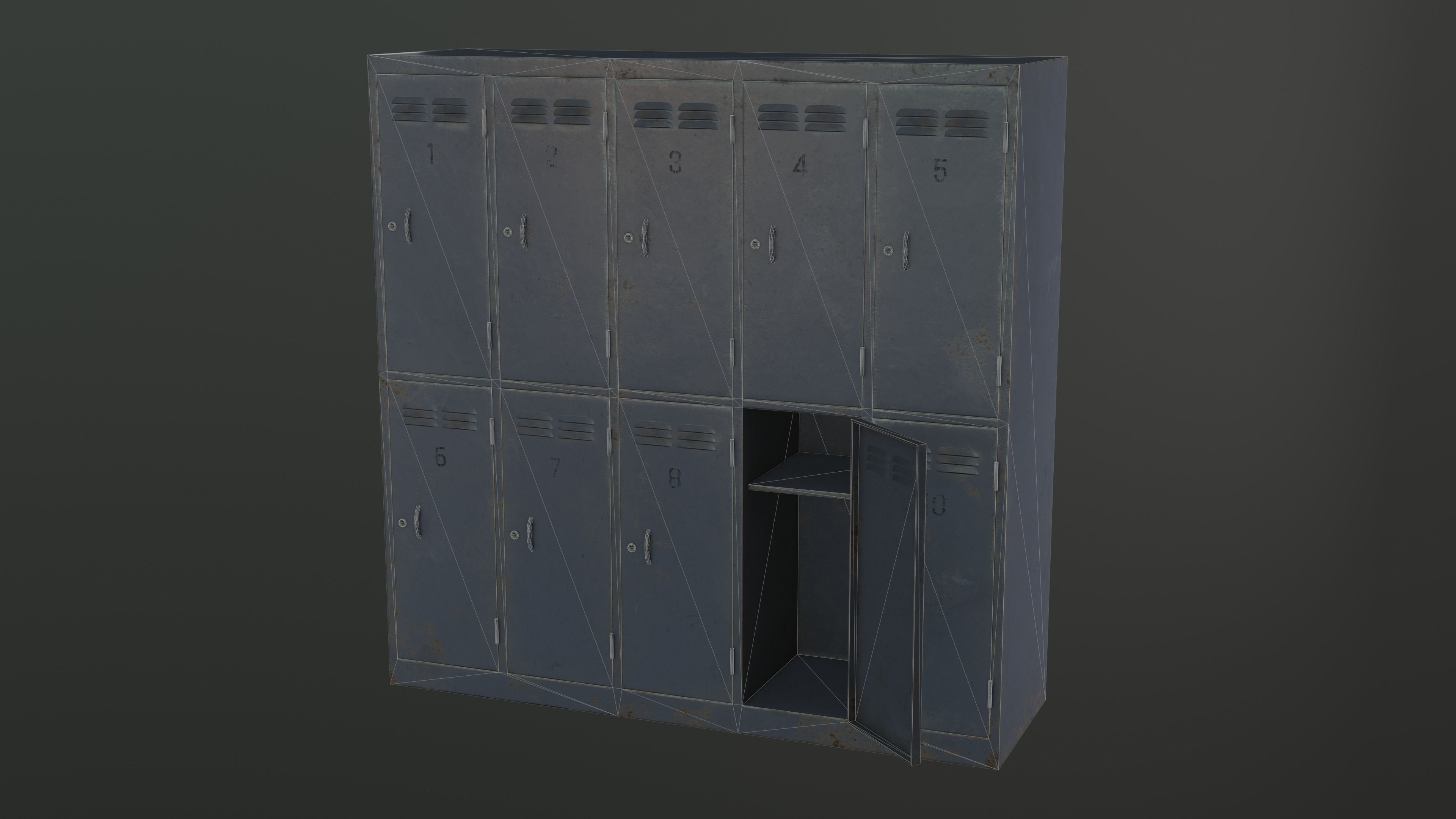 Storage Lockers Low-poly 3D model_9
