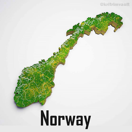 Norway country map 3d model 3D model