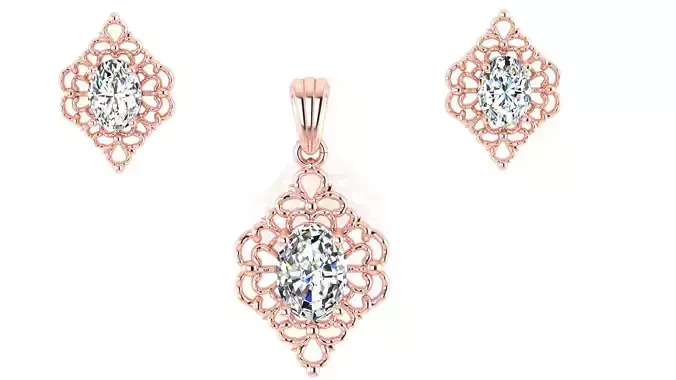 Diamond Pendant and Earrings
