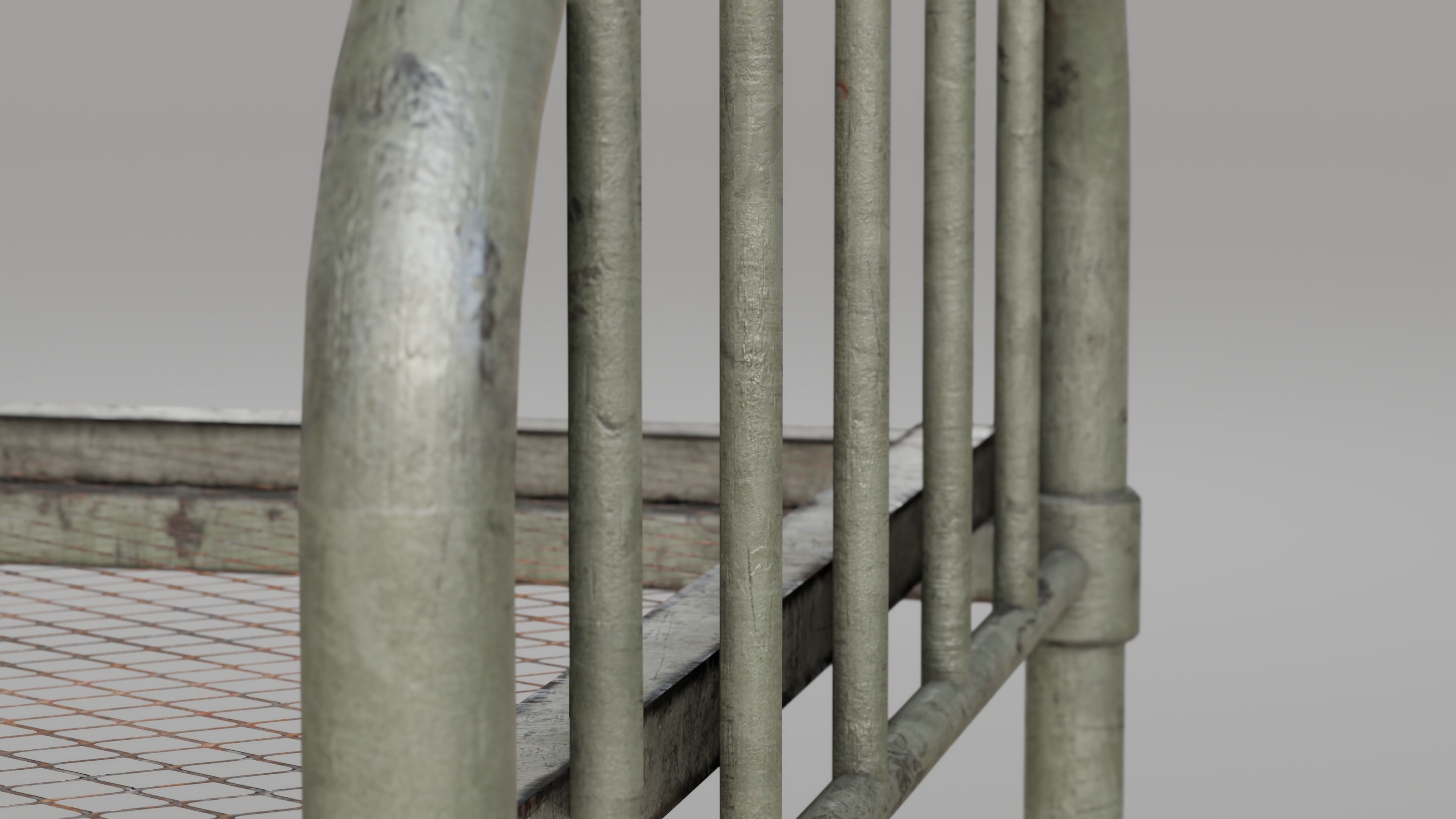 Old Metal Bed Low-poly 3D model_8