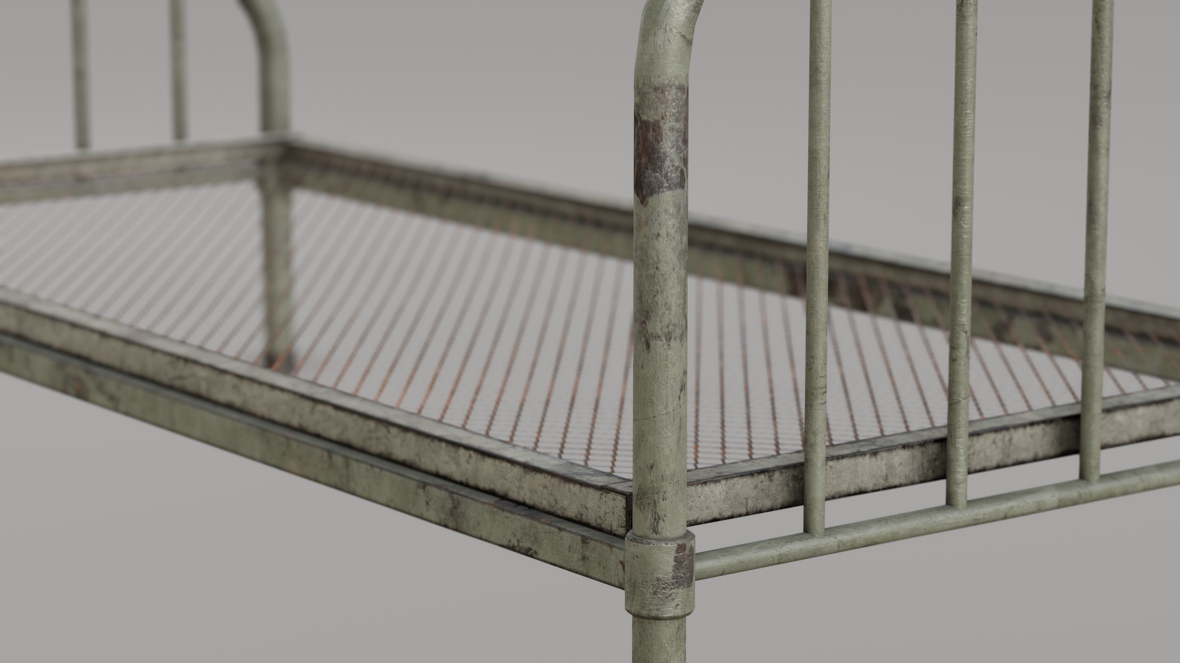 Old Metal Bed Low-poly 3D model_7