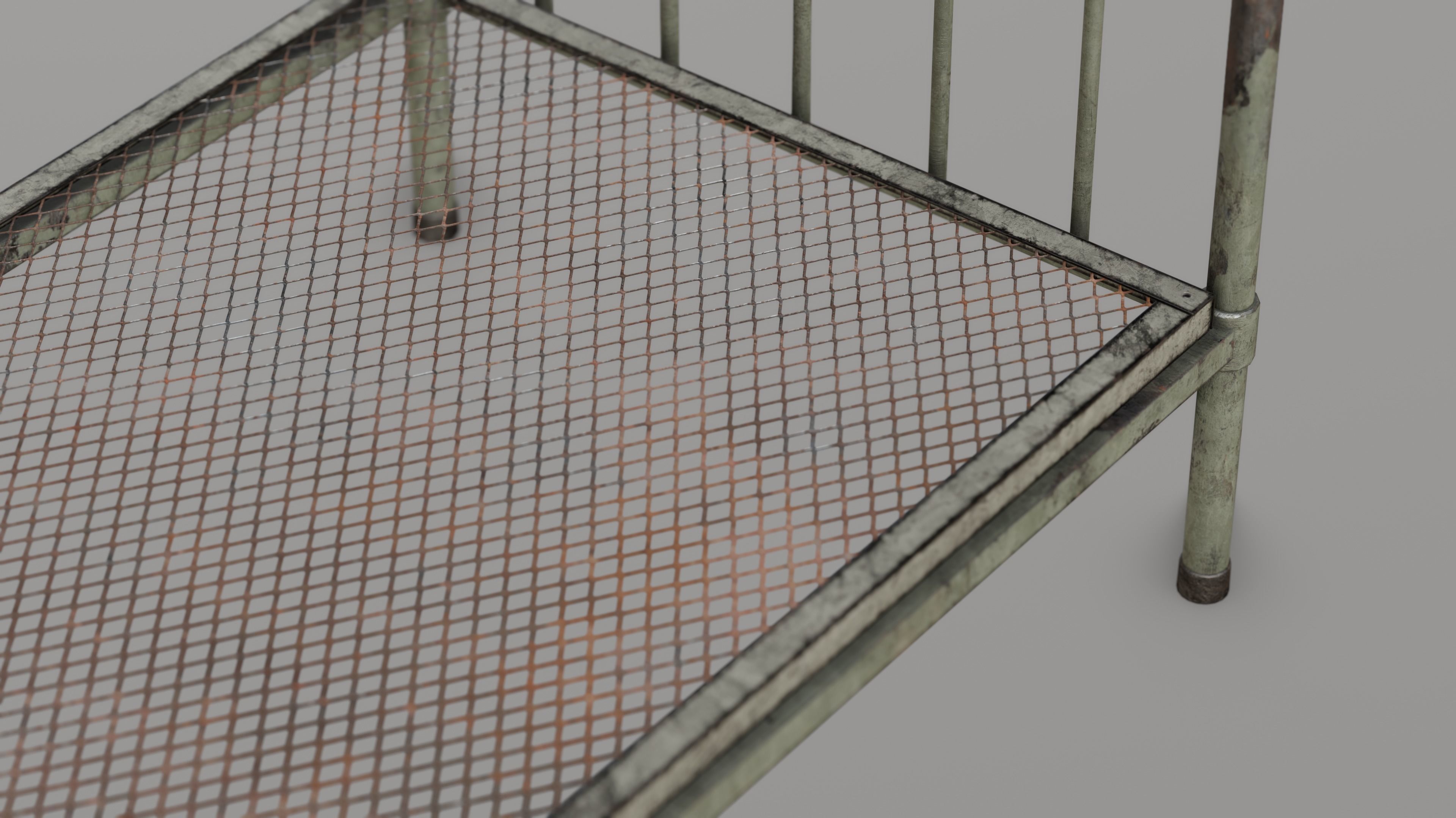 Old Metal Bed Low-poly 3D model_5