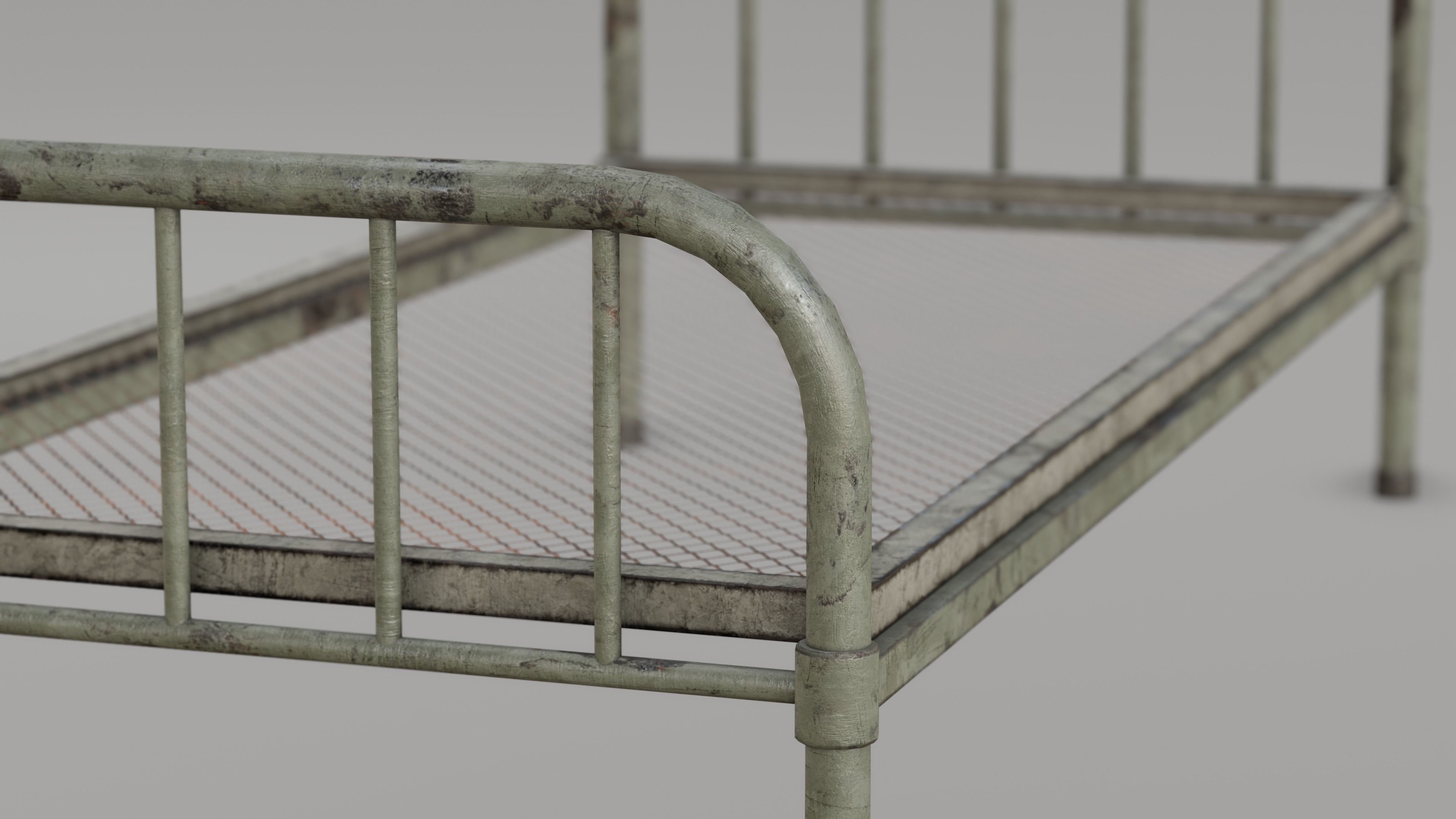 Old Metal Bed Low-poly 3D model_6