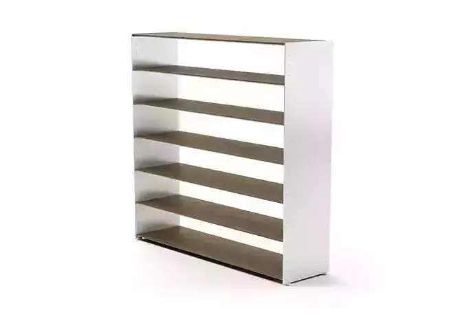 Modular White Sided Unit With Brown Wooden Shelves By Andy Andresen