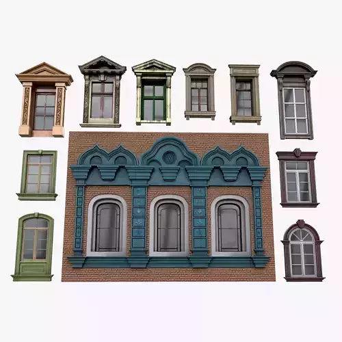 Classic Cartoon style of PBR Modular Windows Collection 1